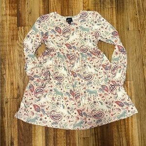 Paisley and unicorn Print Long Sleeve Kids Dress